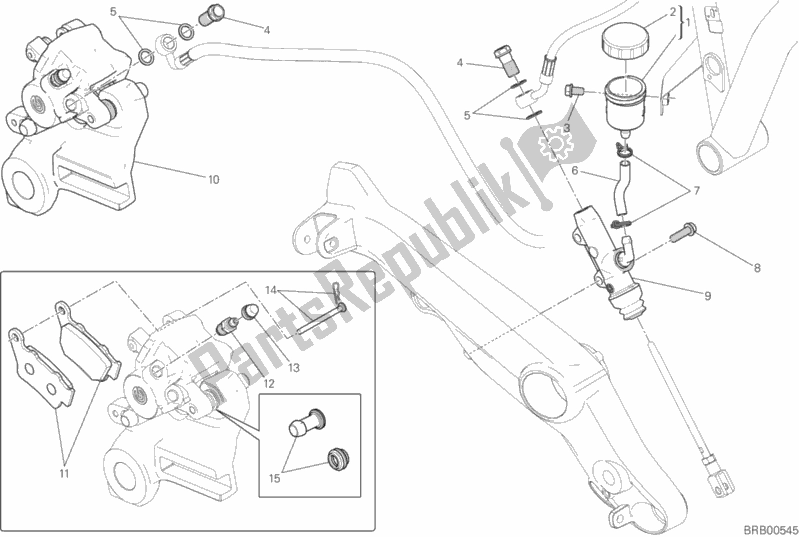 Tutte le parti per il Sistema Frenante Posteriore del Ducati Scrambler Sixty2 Thailand USA 400 2018